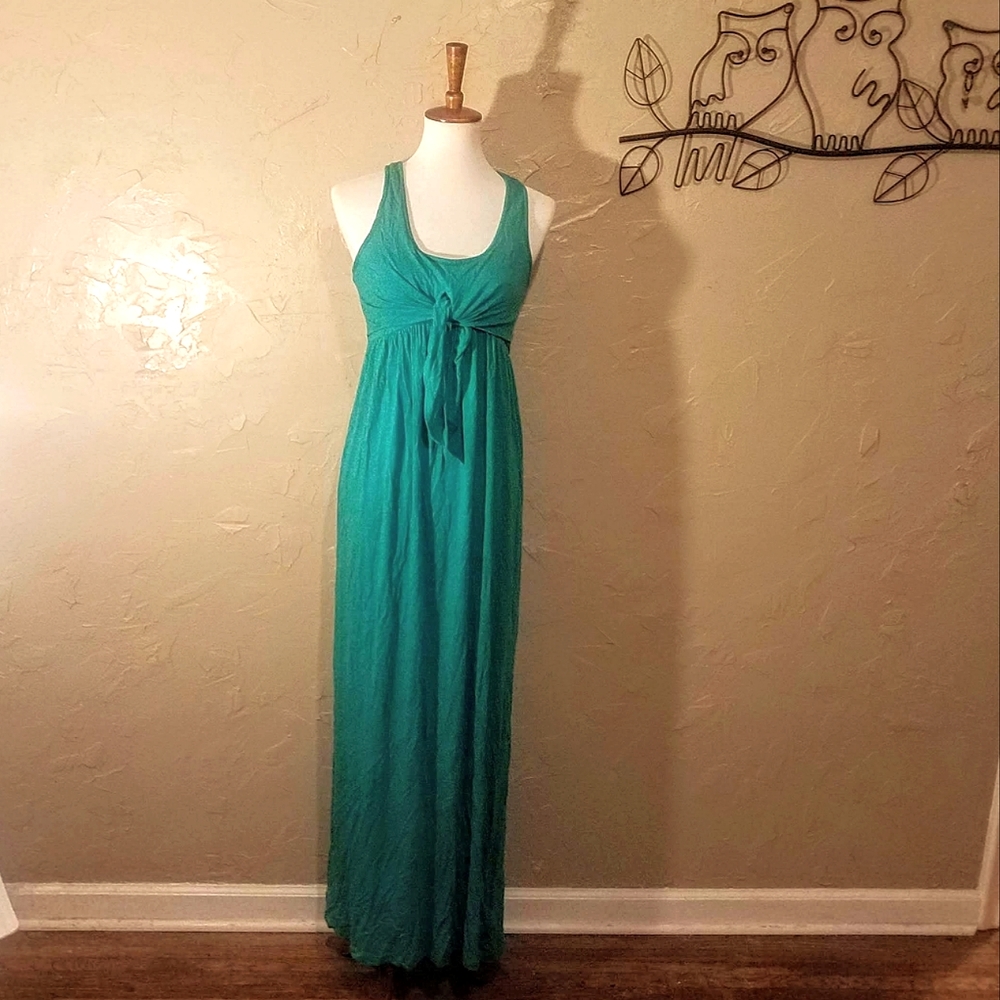 Juicy Couture Med Teal Turquoise Racerback Built-In Bra Casual Long Maxi Dress